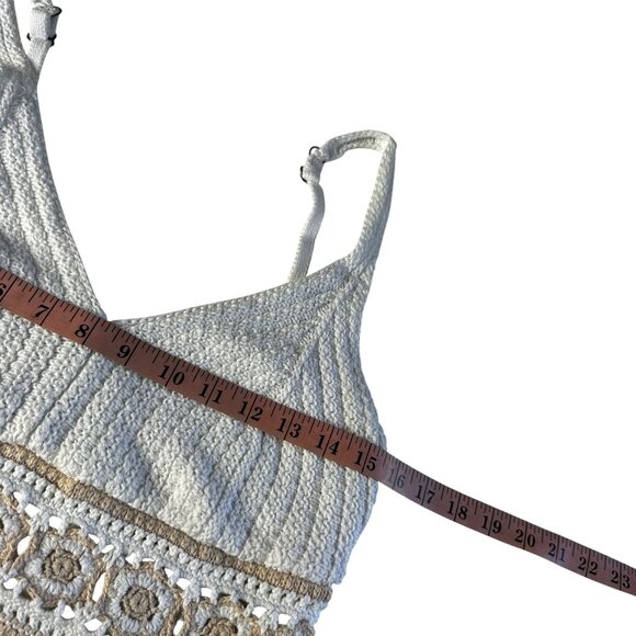 Hollister Crochet Tank Large White Cropped Festival Boho Fairy Adjustable Straps - Picture 8 of 9